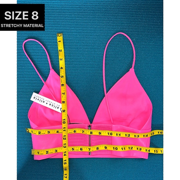 Alice + Olivia Carli Vegan Leather French Rose Pink Bra Cropped Top - Picture 8 of 13